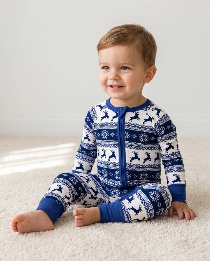 Navy Nordic Reindeer Fair Isle Bamboo Convertible Zippy