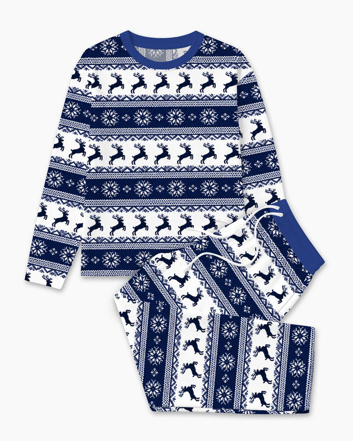Navy Nordic Reindeer Fair Isle Bamboo Men's Pajama Set