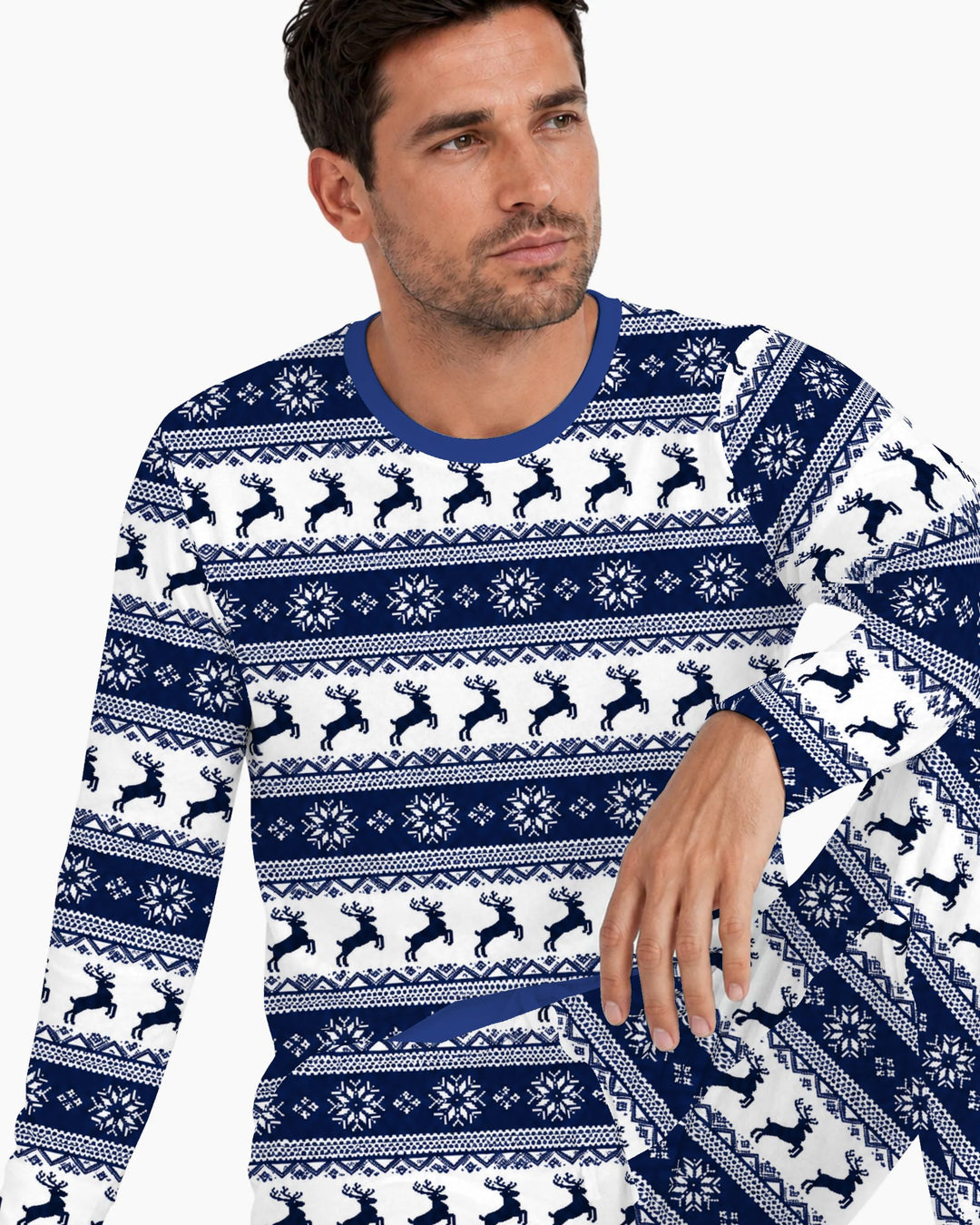 Navy Nordic Reindeer Fair Isle Bamboo Men's Pajama Set
