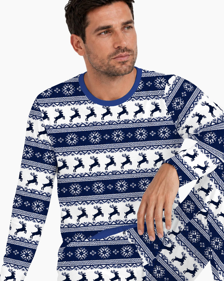 Navy Nordic Reindeer Fair Isle Bamboo Men's Pajama Set