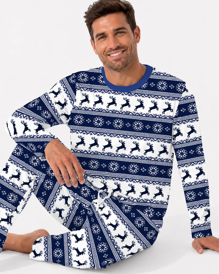 Navy Nordic Reindeer Fair Isle Bamboo Men's Pajama Set