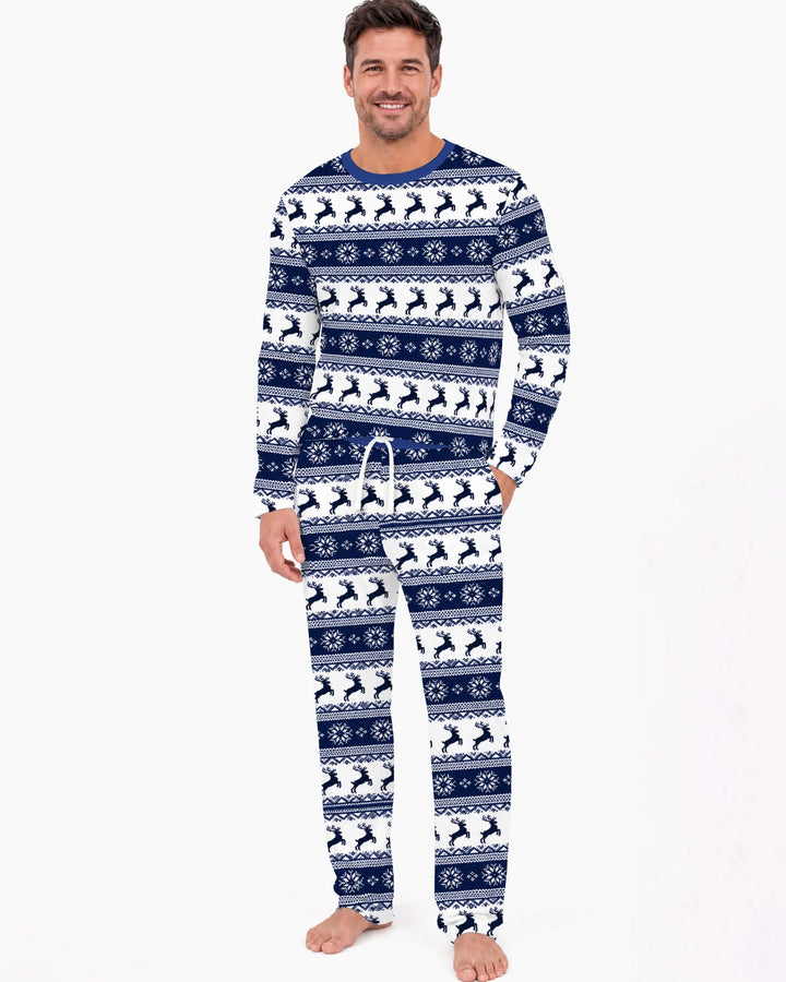 Navy Nordic Reindeer Fair Isle Bamboo Men's Pajama Set