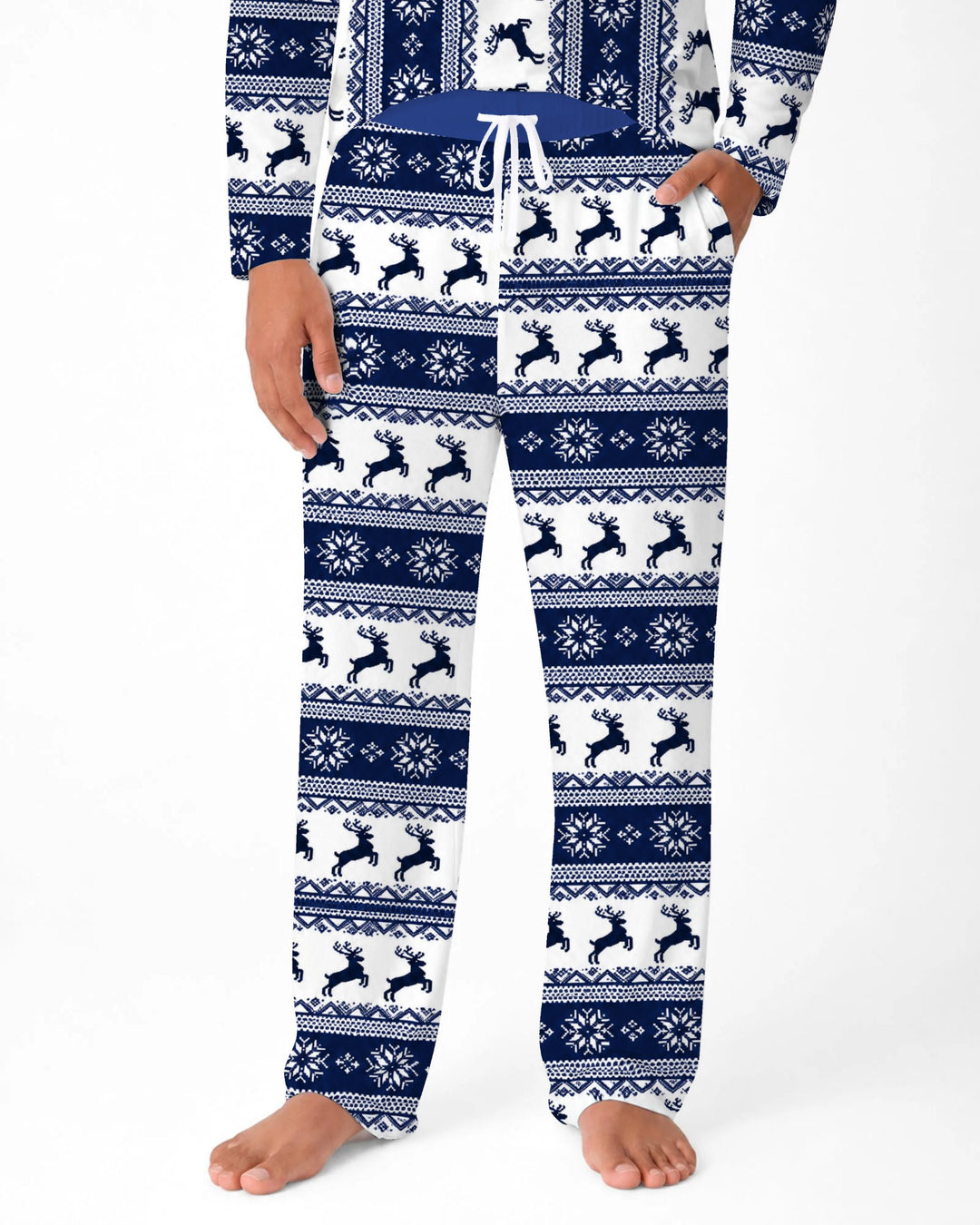 Navy Nordic Reindeer Fair Isle Bamboo Men's Pajama Set