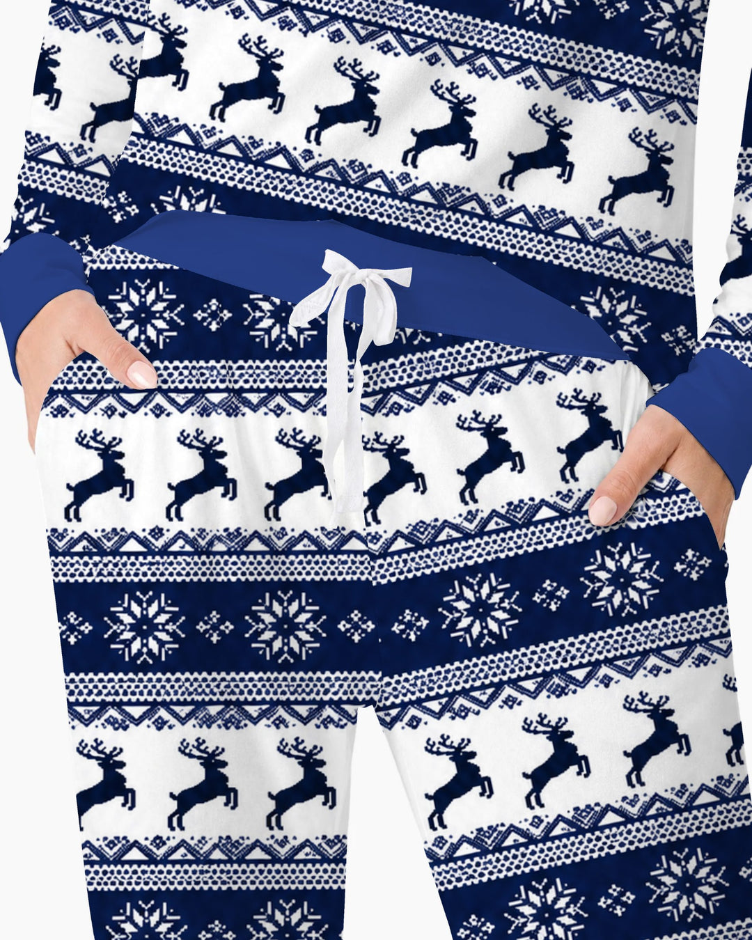 Navy Nordic Reindeer Fair Isle Bamboo Women Pajama Set