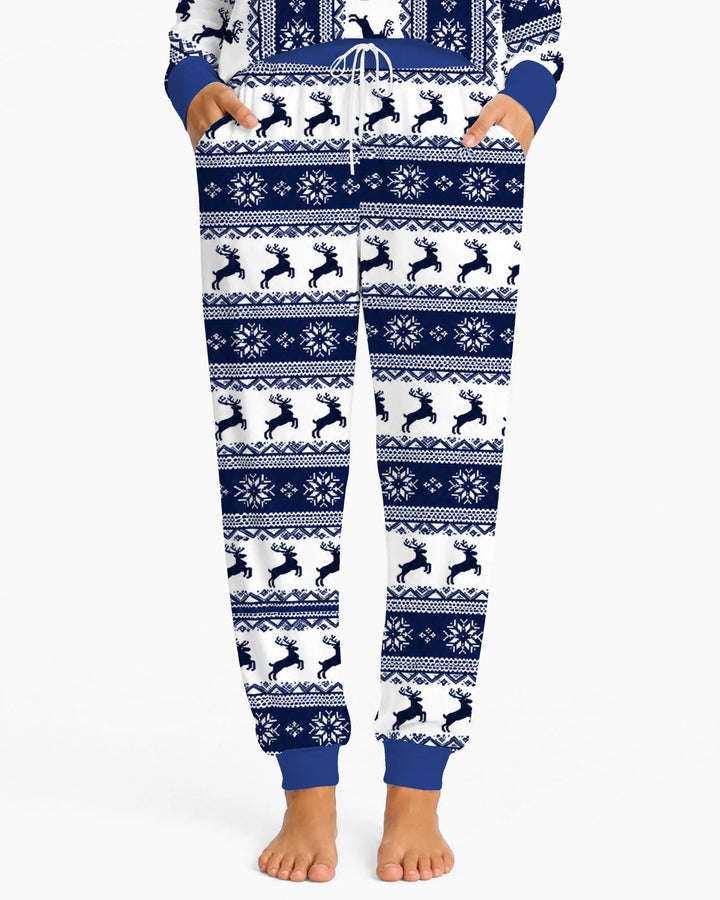 Navy Nordic Reindeer Fair Isle Bamboo Women Pajama Set