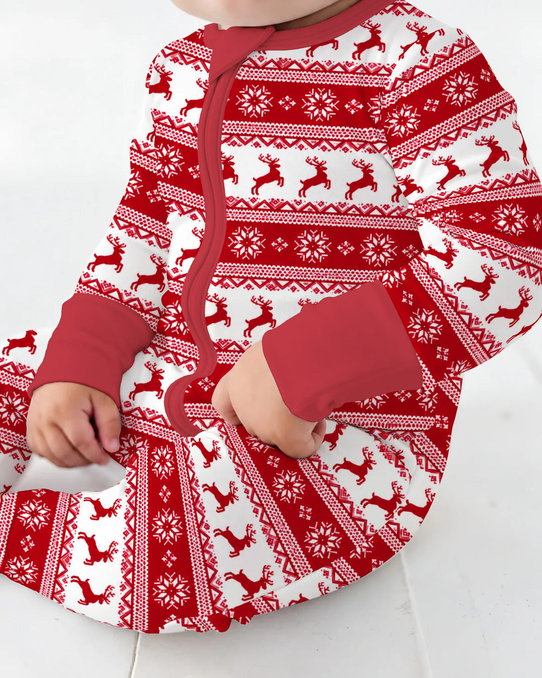 Red Nordic Reindeer Fair Isle Bamboo Convertible Zippy