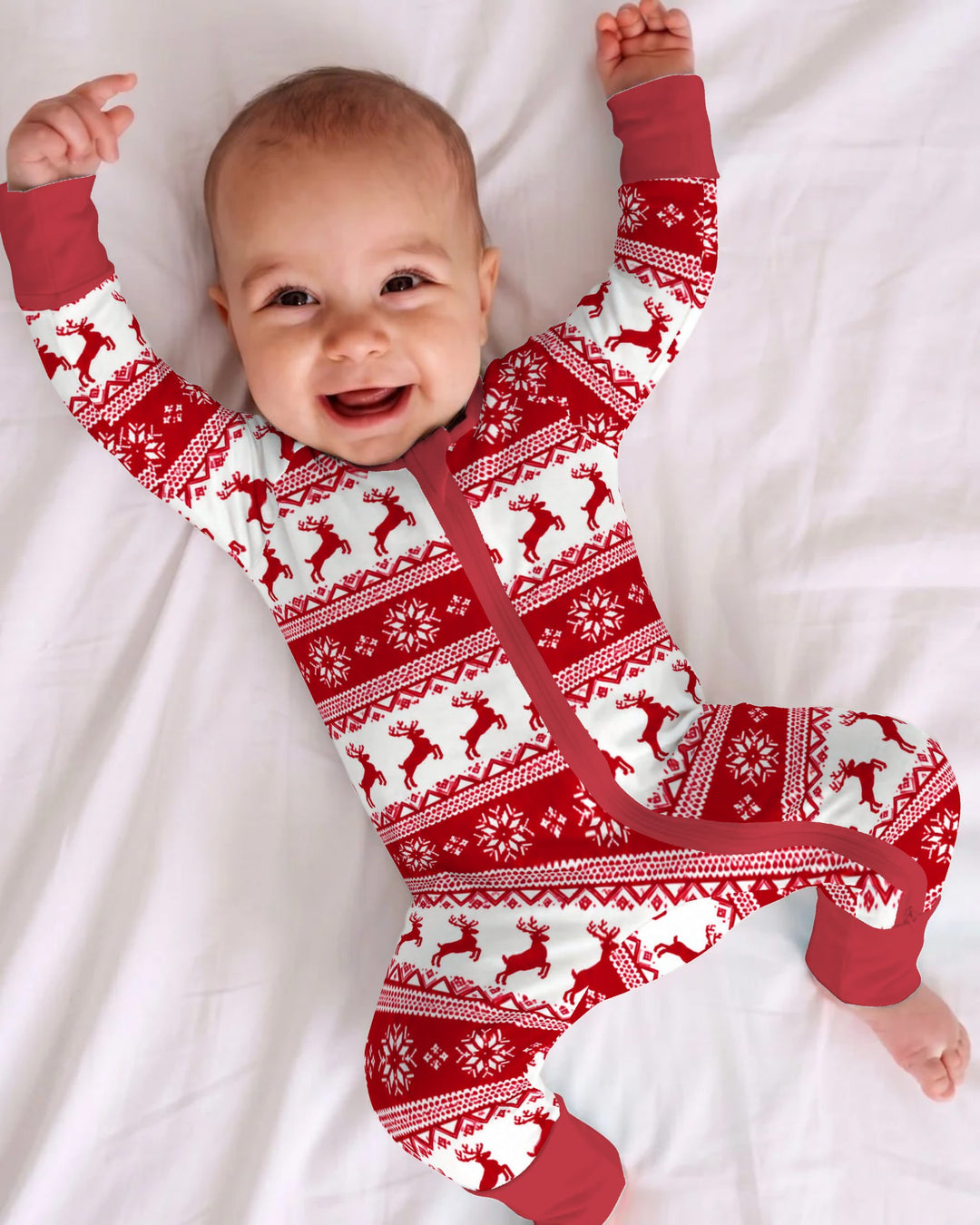 Red Nordic Reindeer Fair Isle Bamboo Convertible Zippy
