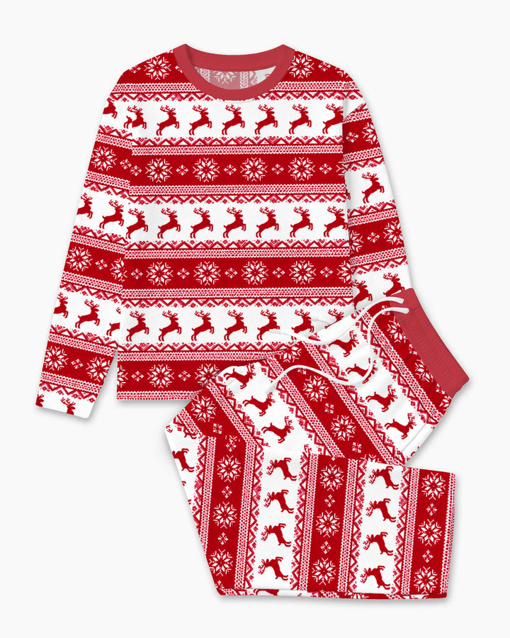 Red Nordic Reindeer Fair Isle Bamboo Men's Pajama Set