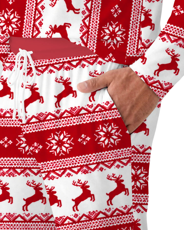 Red Nordic Reindeer Fair Isle Bamboo Men's Pajama Set