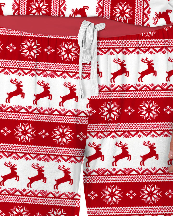 Red Nordic Reindeer Fair Isle Bamboo Men's Pajama Set