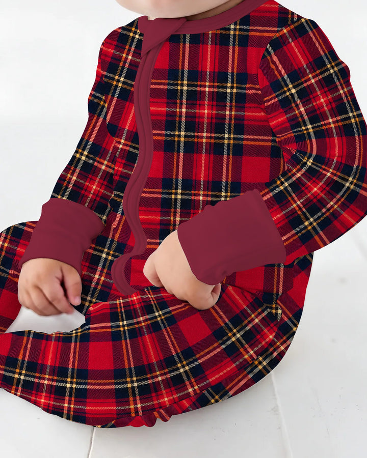 Classic Red Christmas Tartan Plaid Bamboo Convertible Zippy