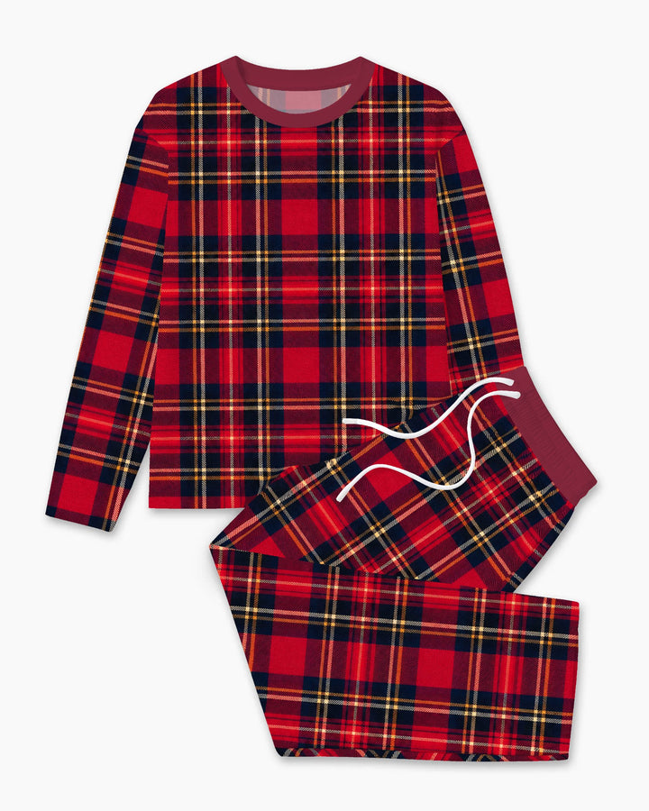Classic Red Christmas Tartan Plaid Bamboo Men's Pajama Set