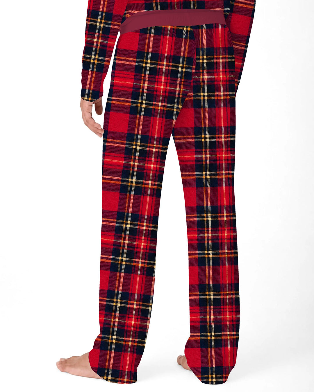 Classic Red Christmas Tartan Plaid Bamboo Men's Pajama Set