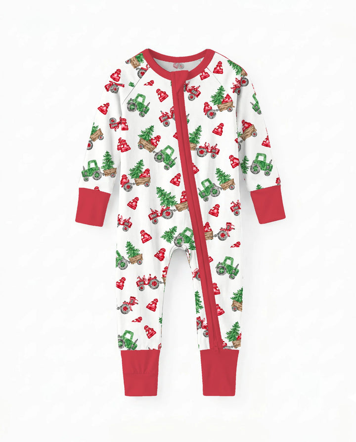Christmas Tree Farm Tractor & Winter Hats Bamboo Convertible Zippy