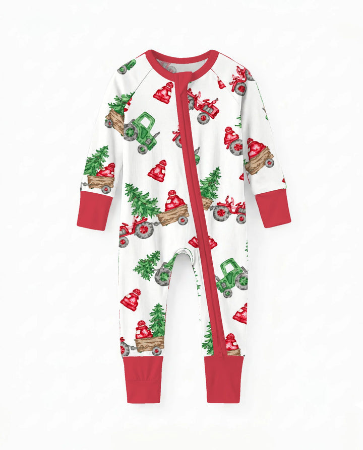 Christmas Tree Farm Tractor & Winter Hats Bamboo Convertible Zippy