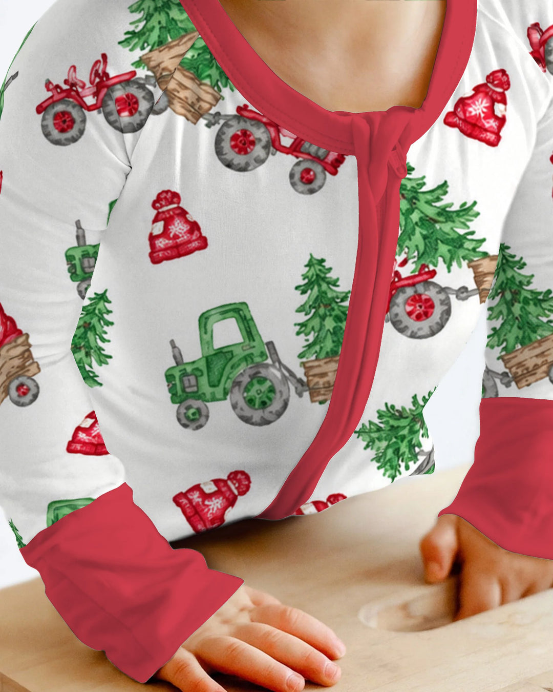 Christmas Tree Farm Tractor & Winter Hats Bamboo Convertible Zippy