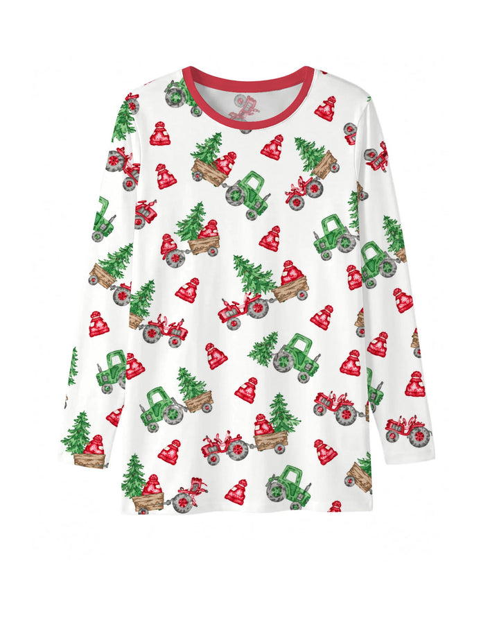 Christmas Tree Farm Tractor & Winter Hats Bamboo Men's Pajama Set