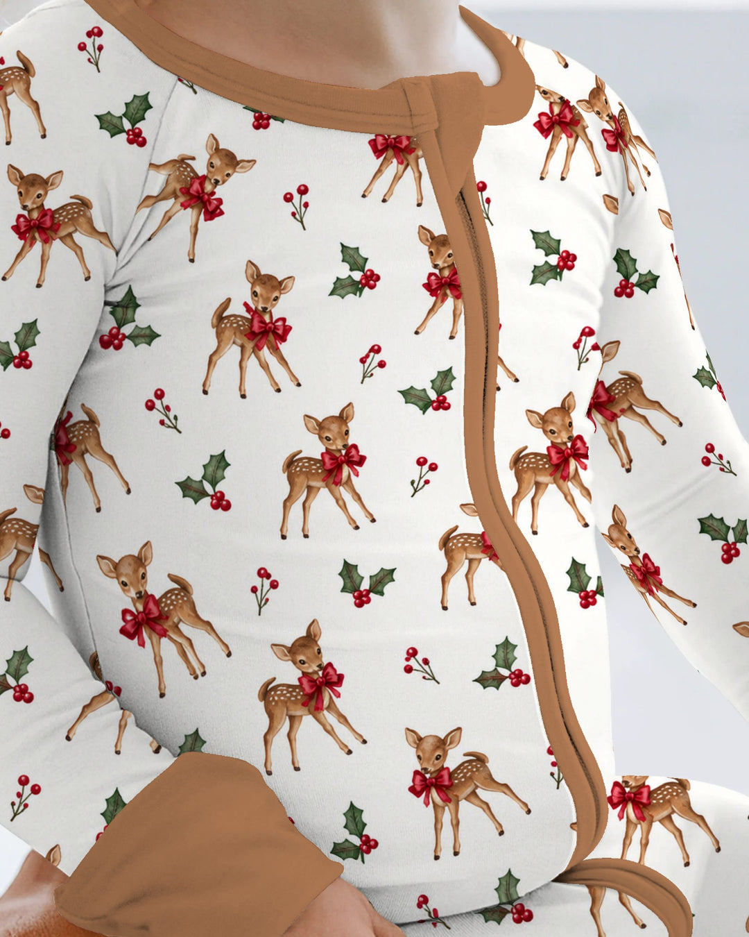 Vintage Christmas Fawn & Holly Bows Bamboo Convertible Zippy