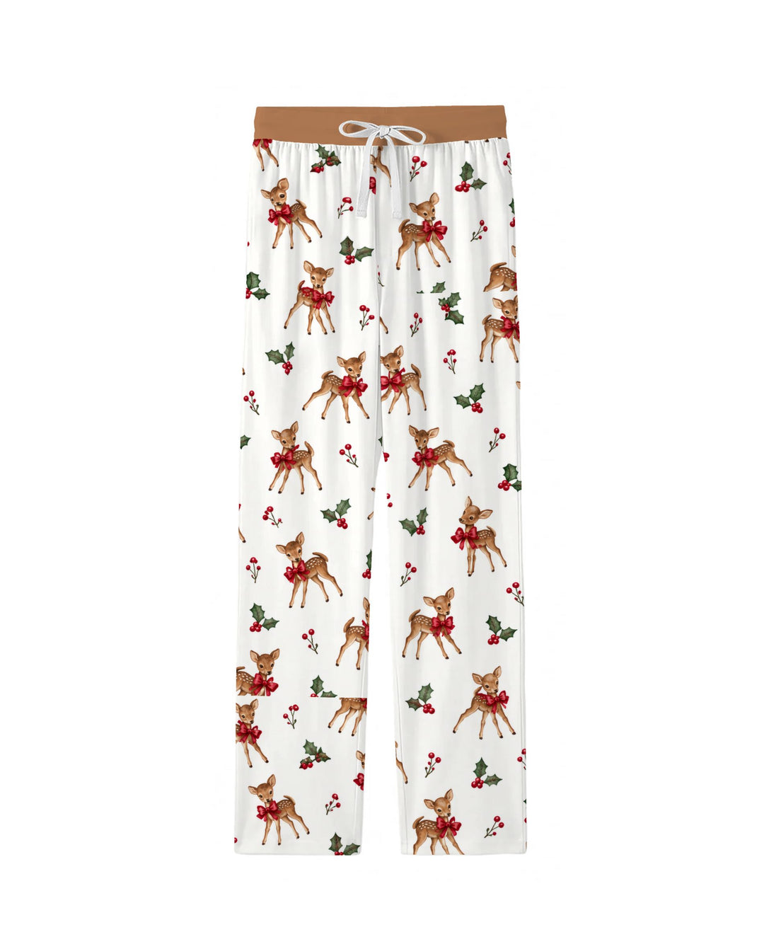 Vintage Christmas Fawn & Holly Bows Bamboo Men's Pajama Set