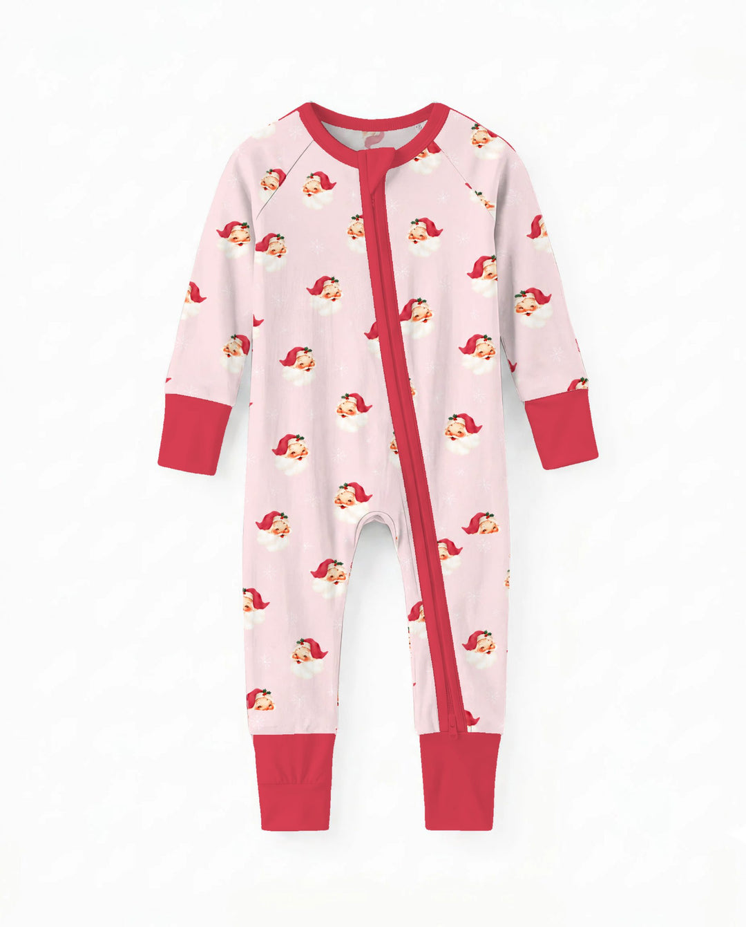 Pink Vintage Santa & Snowflakes Bamboo Convertible Zippy