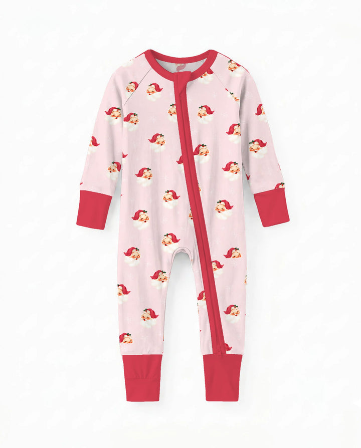 Pink Vintage Santa & Snowflakes Bamboo Convertible Zippy