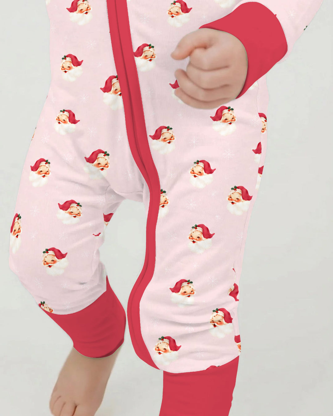 Pink Vintage Santa & Snowflakes Bamboo Convertible Zippy