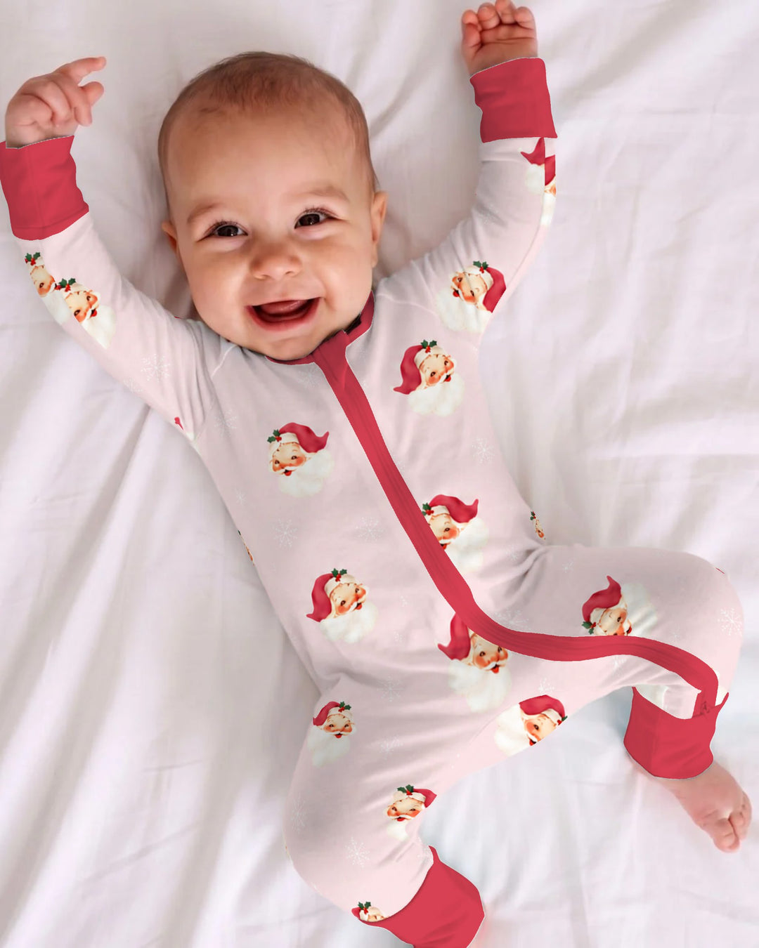 Pink Vintage Santa & Snowflakes Bamboo Convertible Zippy