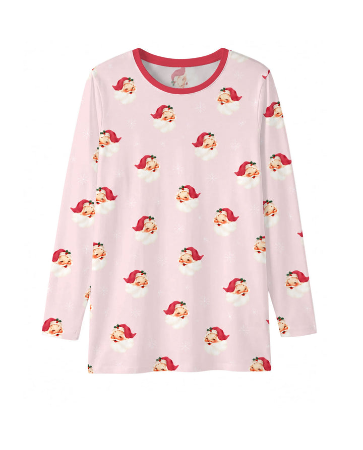 Pink Vintage Santa & Snowflakes Bamboo Men's Pajama Set