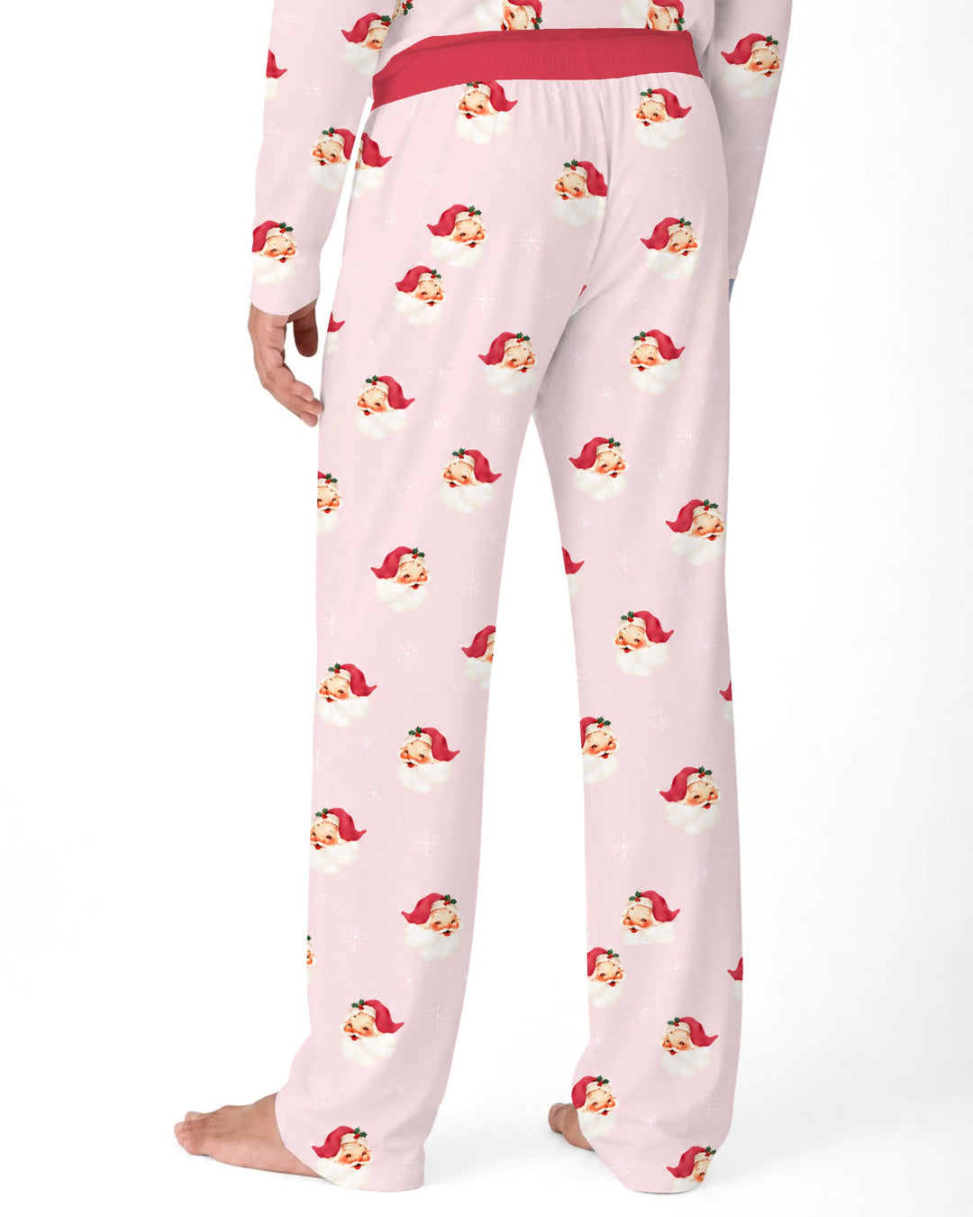Pink Vintage Santa & Snowflakes Bamboo Men's Pajama Set