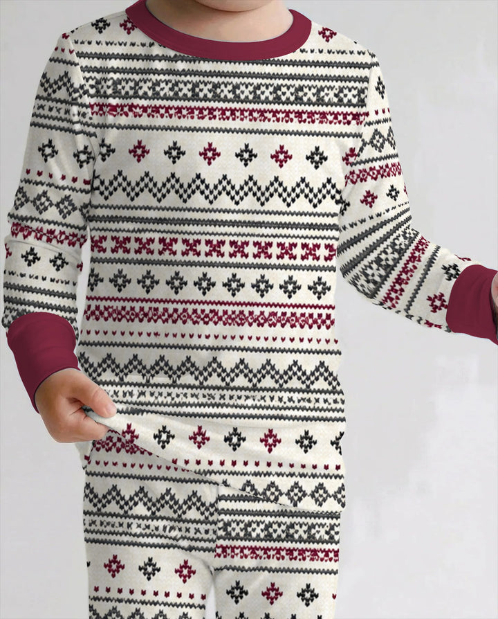 Nordic Fair Isle Holiday Knit Bamboo Two Piece Long Sleeve Pajama Set
