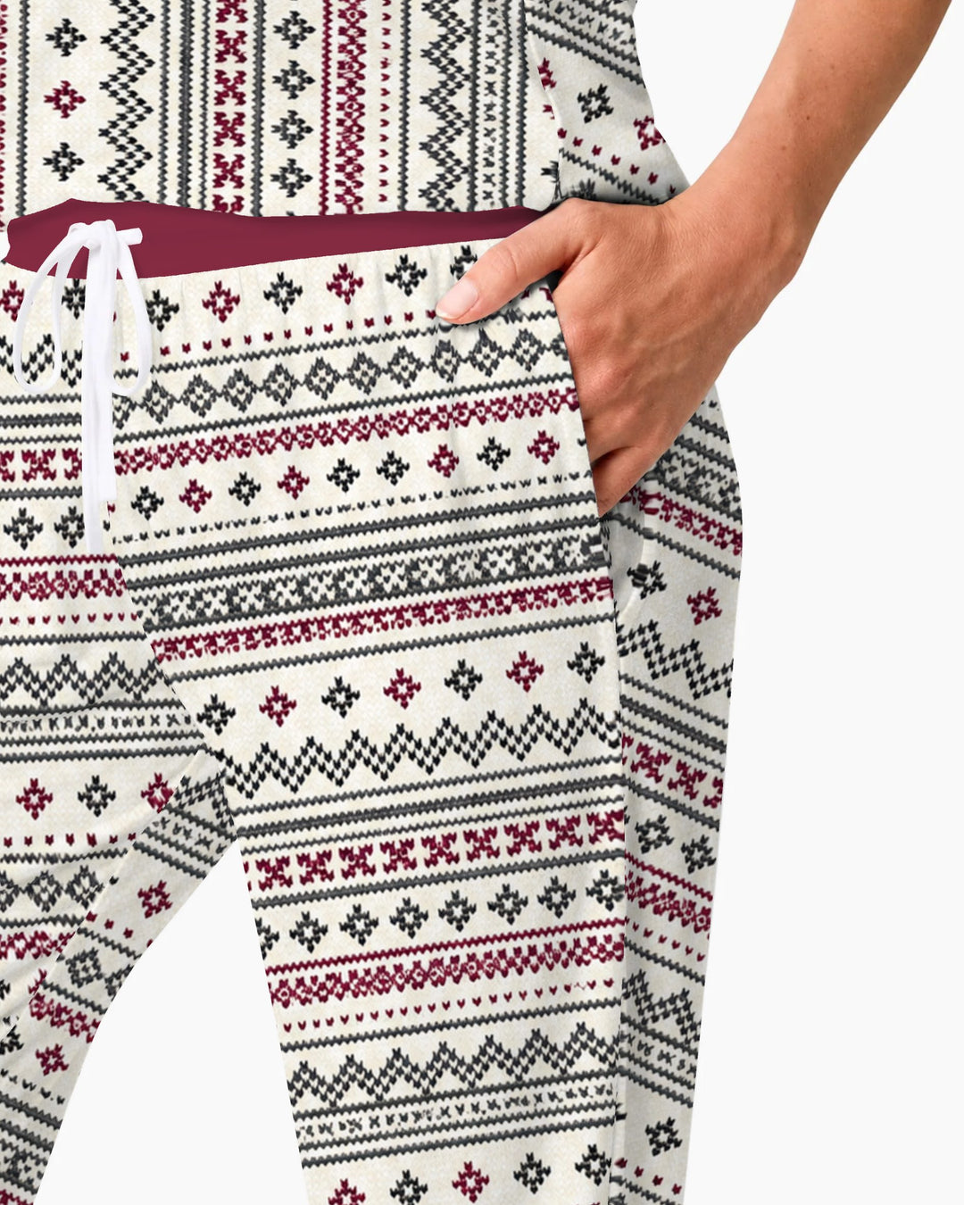 Nordic Fair Isle Holiday Knit Bamboo Women Pajama Set