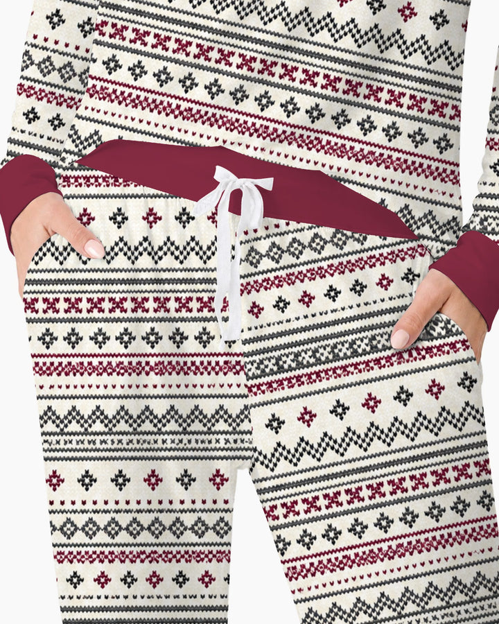 Nordic Fair Isle Holiday Knit Bamboo Women Pajama Set