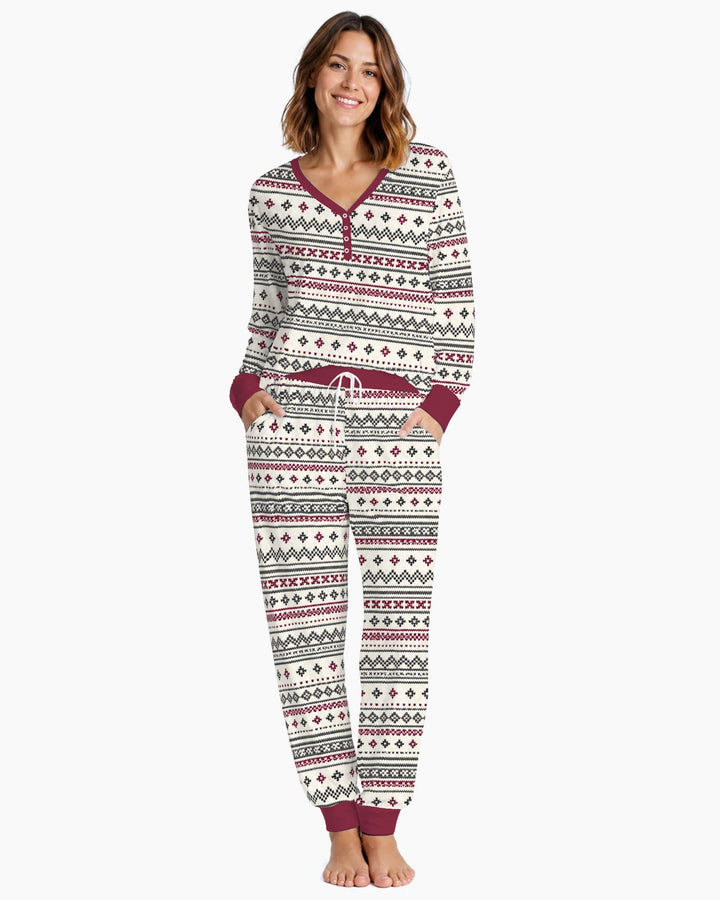 Nordic Fair Isle Holiday Knit Bamboo Women Pajama Set