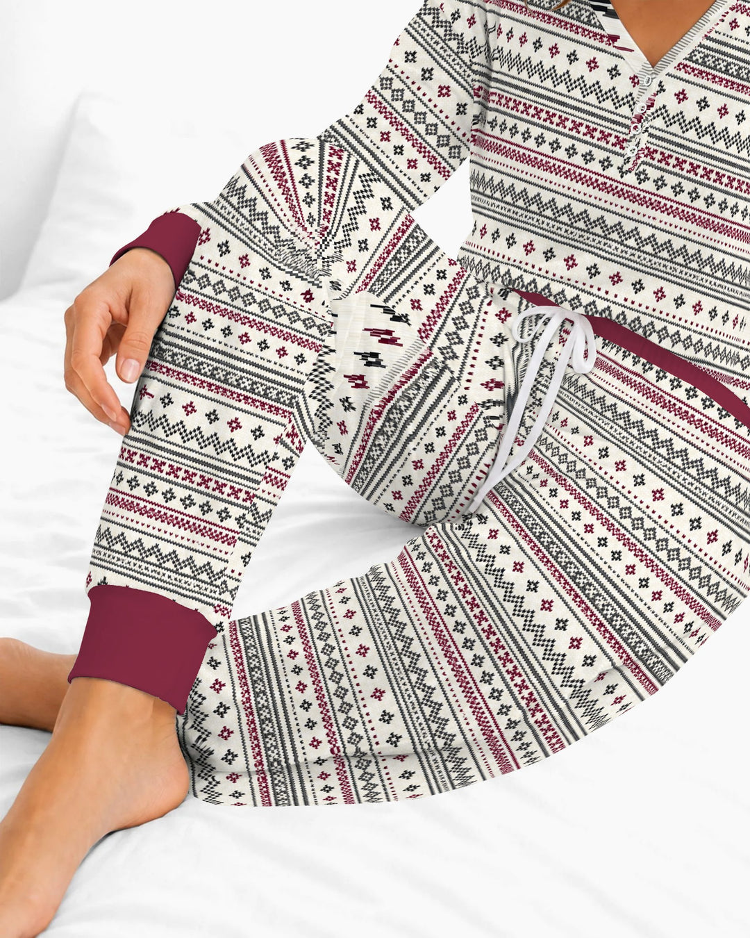 Nordic Fair Isle Holiday Knit Bamboo Women Pajama Set