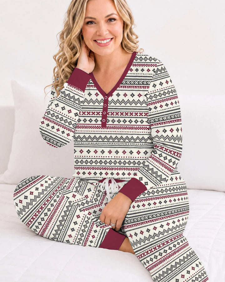 Nordic Fair Isle Holiday Knit Bamboo Women Pajama Set