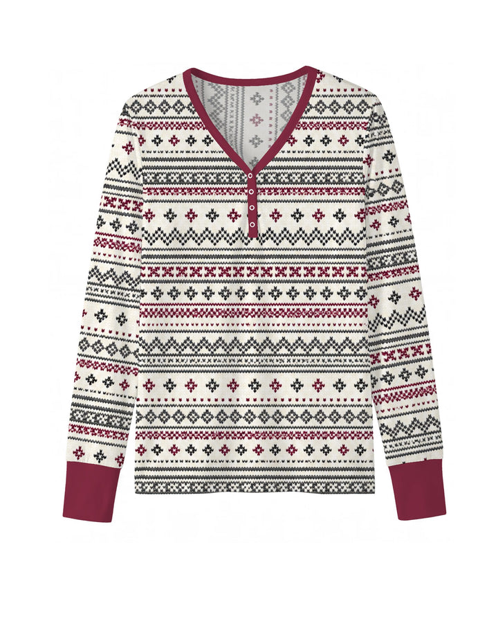 Nordic Fair Isle Holiday Knit Bamboo Women Pajama Set