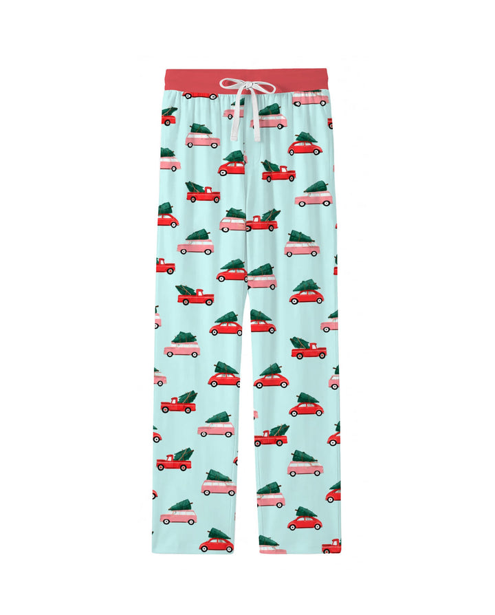 Christmas Tree Road Trip Cars Bamboo Men's Pajama Set