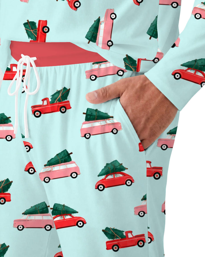 Christmas Tree Road Trip Cars Bamboo Men's Pajama Set