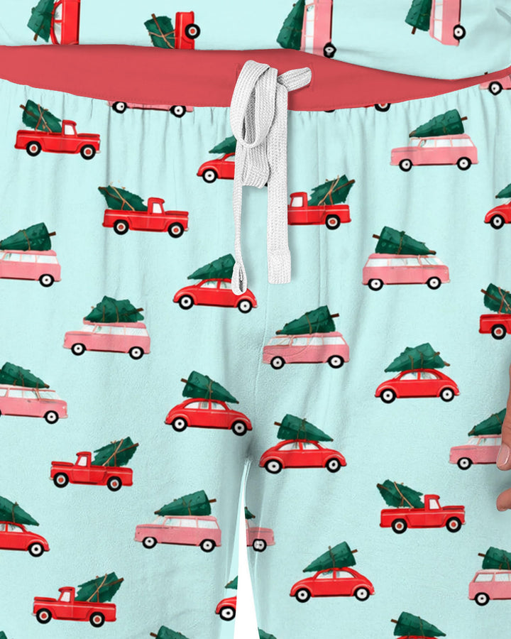 Christmas Tree Road Trip Cars Bamboo Men's Pajama Set