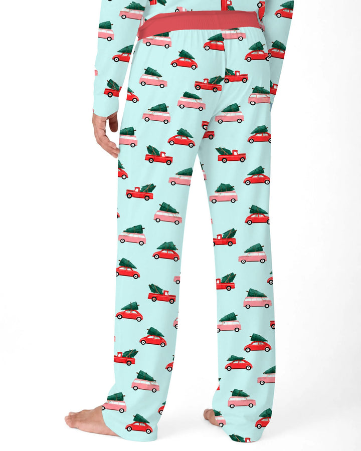 Christmas Tree Road Trip Cars Bamboo Men's Pajama Set