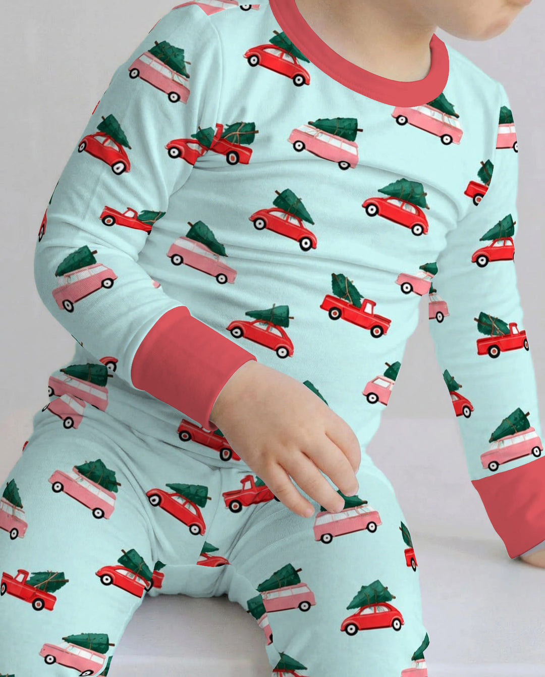 Christmas Tree Road Trip Cars Bamboo Two Piece Long Sleeve Pajama Set