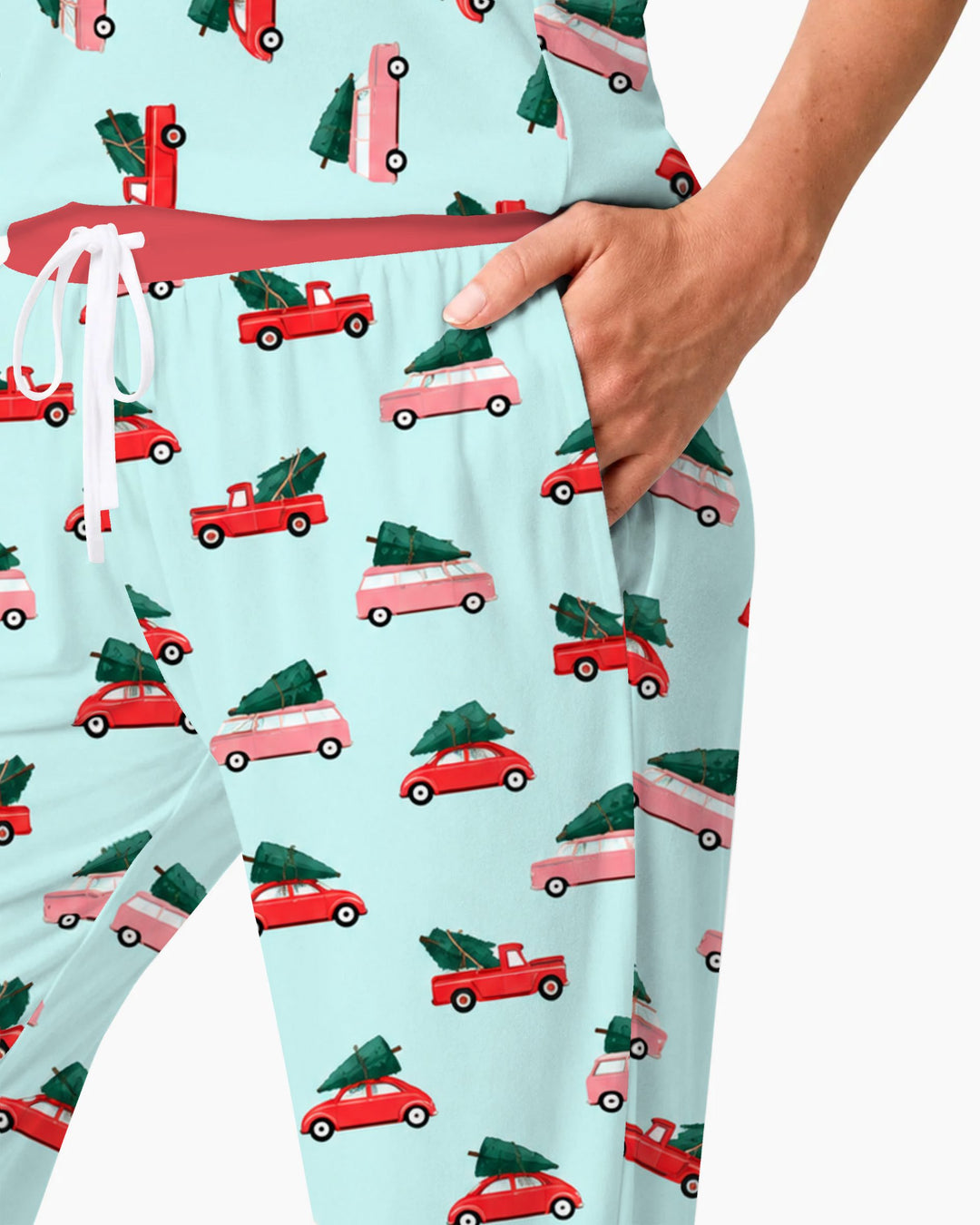 Christmas Tree Road Trip Cars Bamboo Women Pajama Set