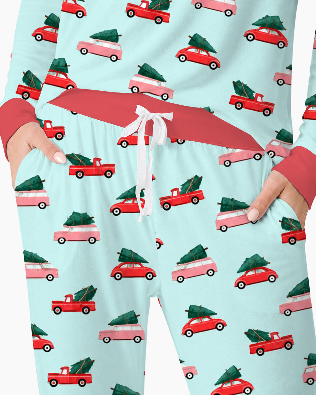 Christmas Tree Road Trip Cars Bamboo Women Pajama Set