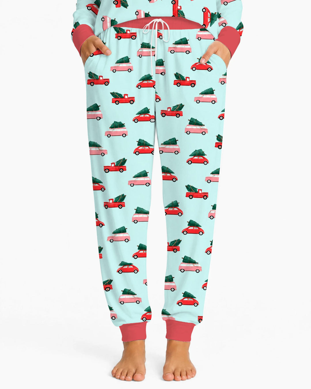 Christmas Tree Road Trip Cars Bamboo Women Pajama Set