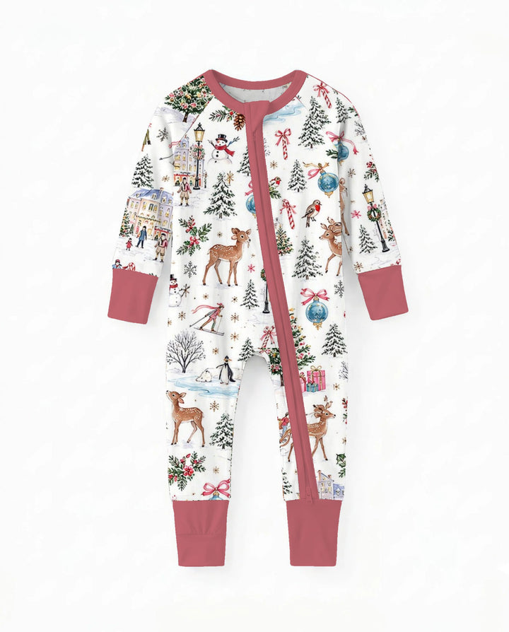 Christmas Winter Village Toile Bamboo Convertible Zippy