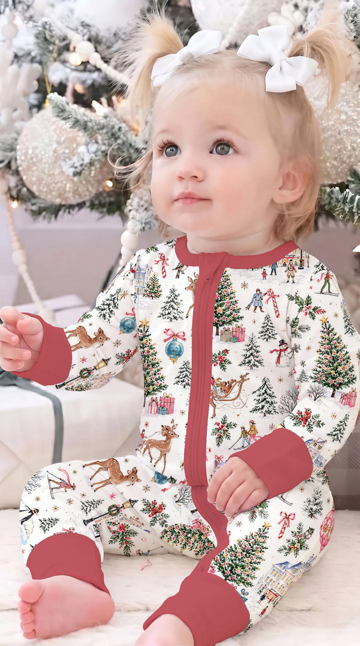 Christmas Winter Village Toile Bamboo Convertible Zippy