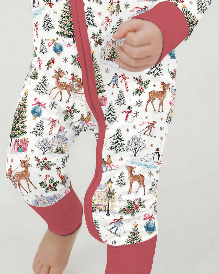 Christmas Winter Village Toile Bamboo Convertible Zippy