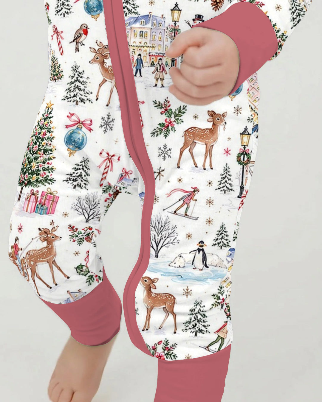 Christmas Winter Village Toile Bamboo Convertible Zippy