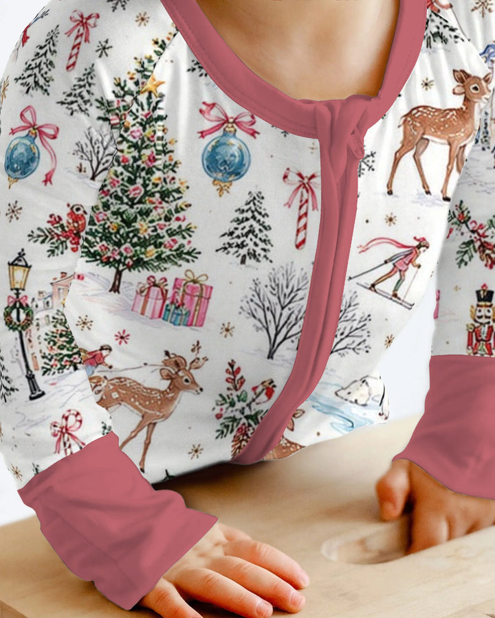 Christmas Winter Village Toile Bamboo Convertible Zippy