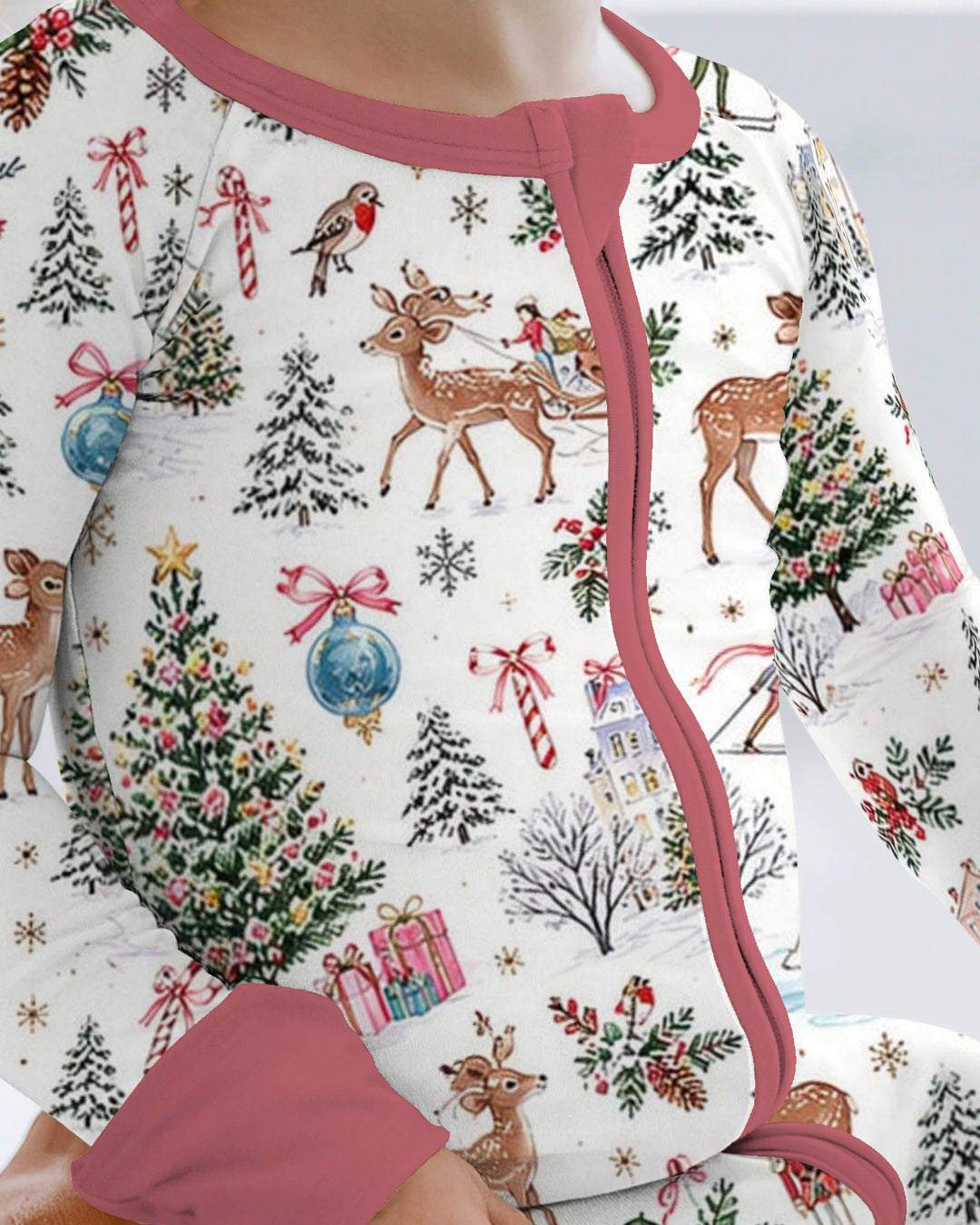 Christmas Winter Village Toile Bamboo Convertible Zippy